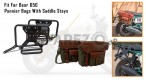 For Royal Enfield Bear 650 Canvas and Leather Pannier Bags Olive With Saddle Stays - SPAREZO